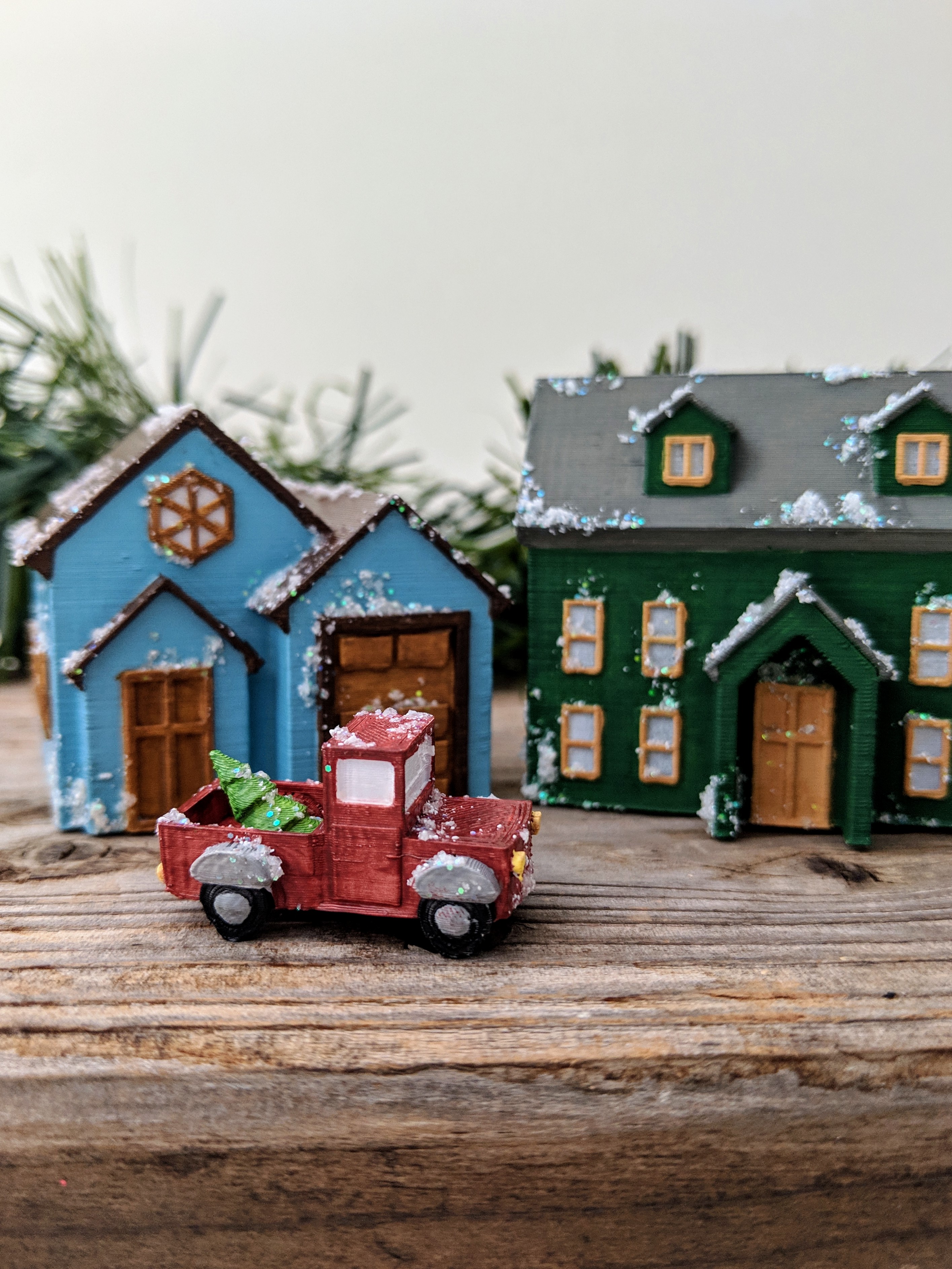 A small 3d printed christmas village